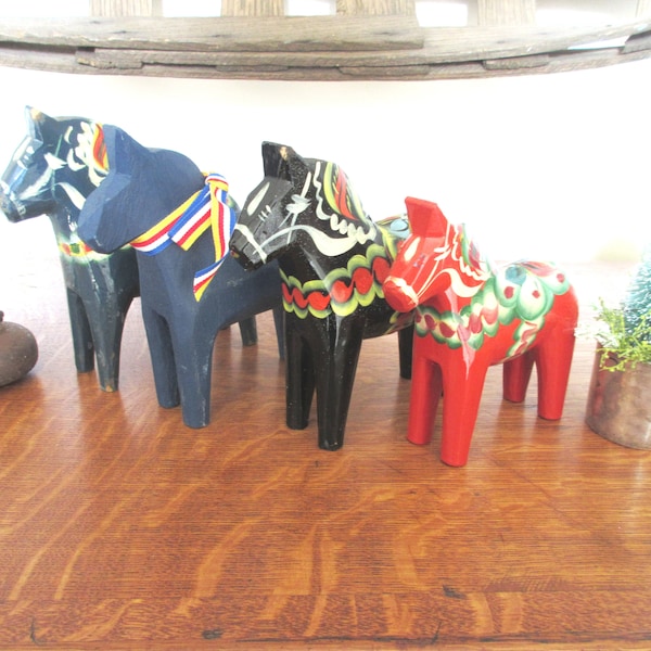 Vintage Swedish Dala Horse Scandinavian Style Danish Decor Made in Sweden Nil Olsson Red Dala Horses Large Dala Horses