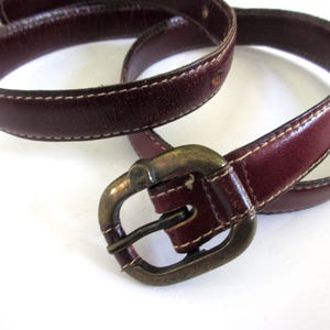 Etienne Aigner Vintage Oxblood Leather Brass Minimalist Belt - 32” Vintage Etienne Aigner Belt - Etsy main image 2