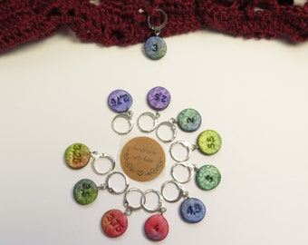 Stitch markers with embossed numbers