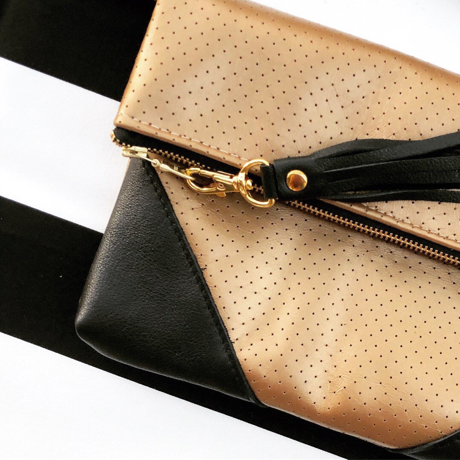 Black and Gold Leather Cross Body Gold Hipster Bag Leather Etsy