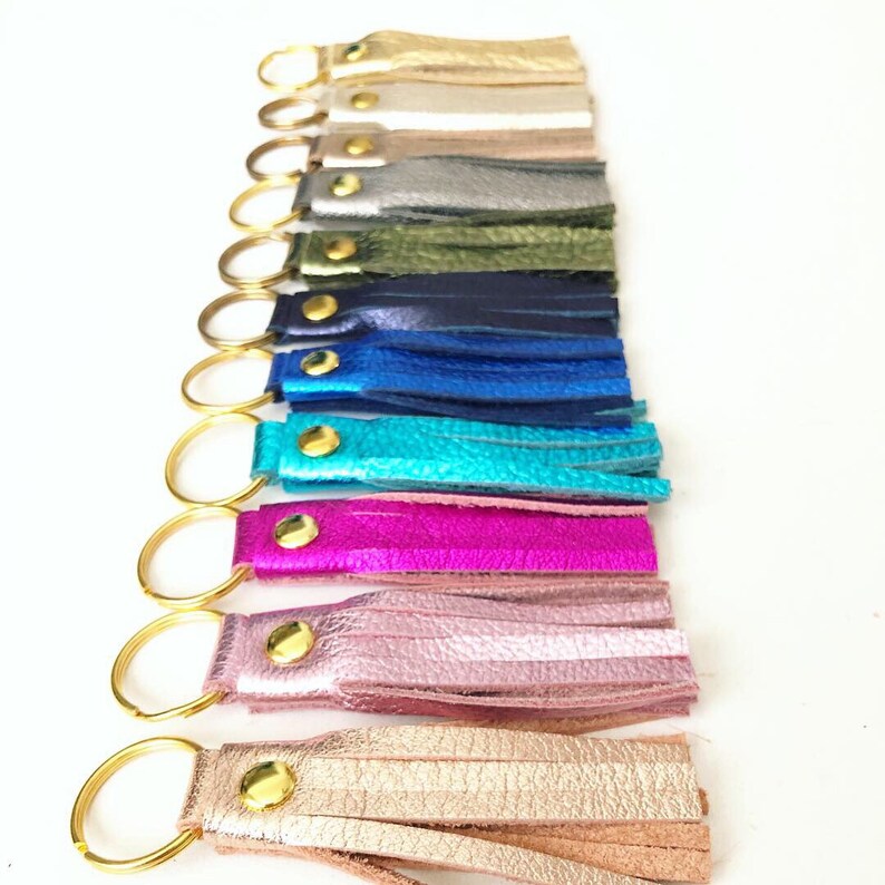 Metallic Mini Leather Tassel Keychain Tassel Purse Charm Etsy