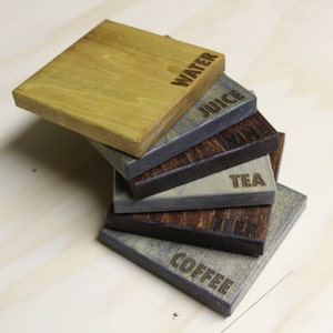 Engraved Drink Coasters: Beer/Wine/Tea/Coffee/Water/Juice