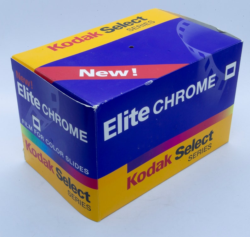 price drop Vintage Kodak NewElite Chrome 35mm Film Advertising Display Box for Counter Tops or Hanging Good condition with ware marks