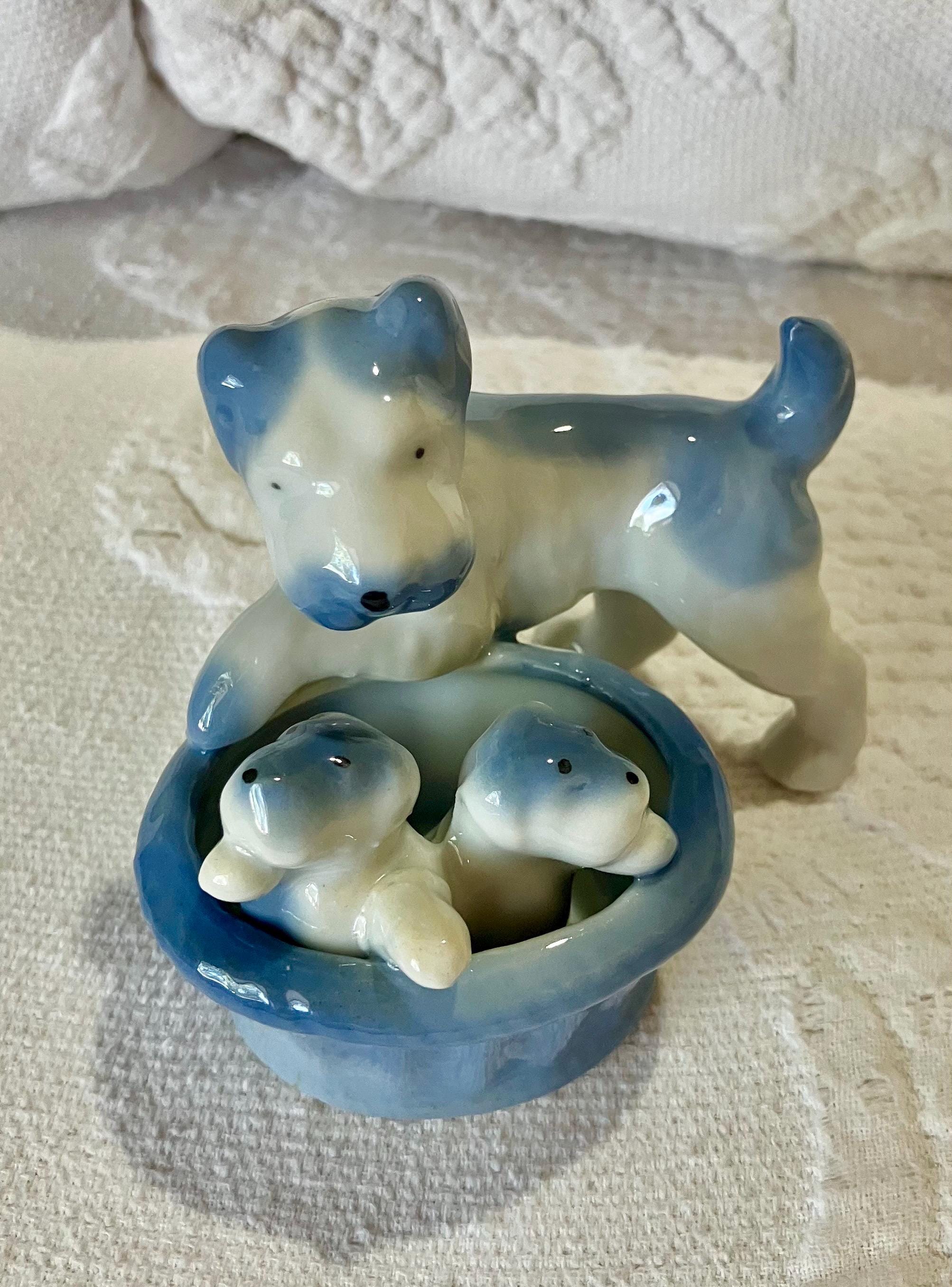 Blue and White Porcelain Dogs - Etsy