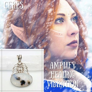 Ceres Elf-maiden Amplify Healing Vibration Authentic Natural Solar Quartz master healer 1 1/2 pendant 925 Sterling Silver image 1