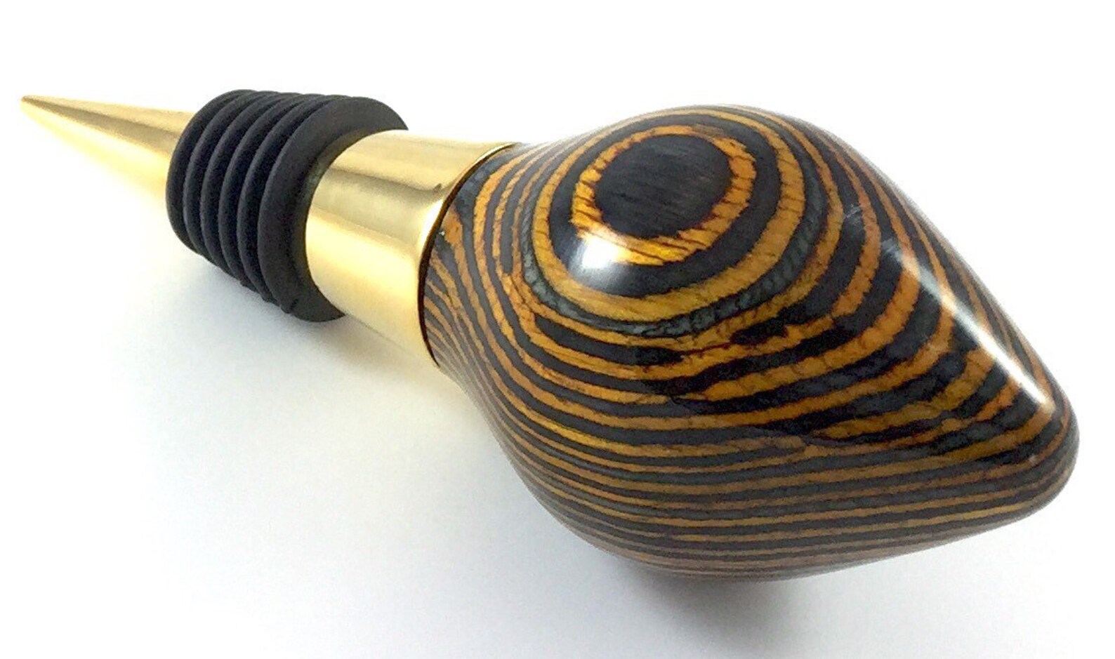 Bottle Stopper Blue and Yellow Striped Wood Etsy