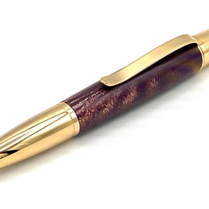 Ballpoint Twist Pen - Purple and Glistening Gold Acrylic