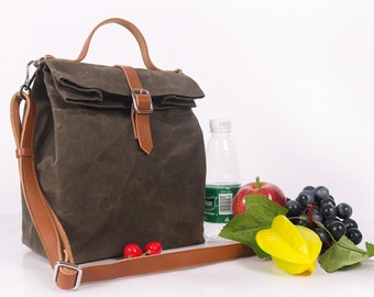 Waxed canvas lunch bag, snack bag, food bag, zero waste packaging, eco friendly bag