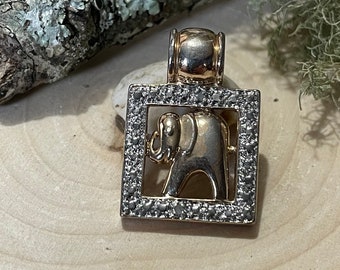 925 Elephant Square Diamond Chip Halo Pendant