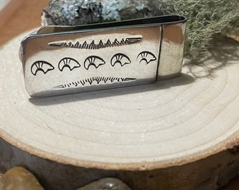 Carved Bears Money Clip 925 over Steel