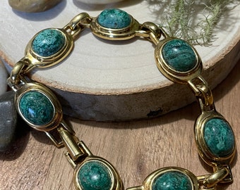Gold Vermeil & Green Stone Bracelet