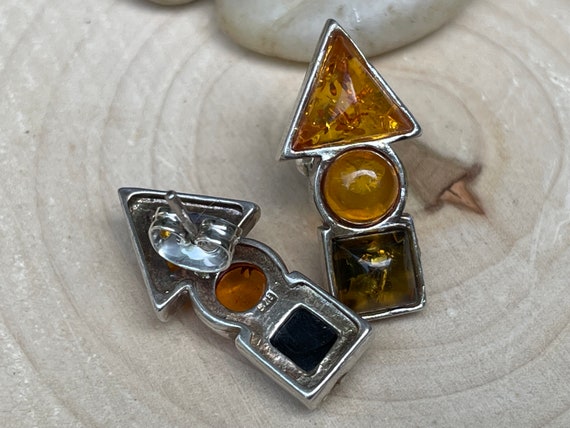 Amber Triangle Circle Square Post Stud Earrings - image 6