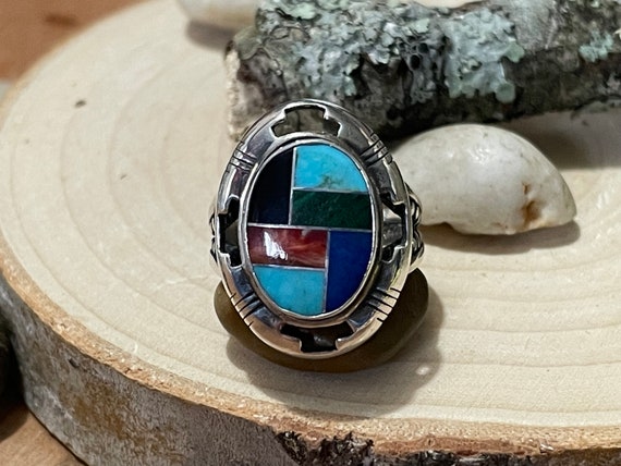 Carolyn Pollack Vintage Western Inlaid Stone Ring… - image 2