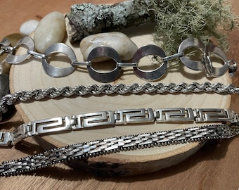 925 Sterling Silver Chain & Linked Bracelets