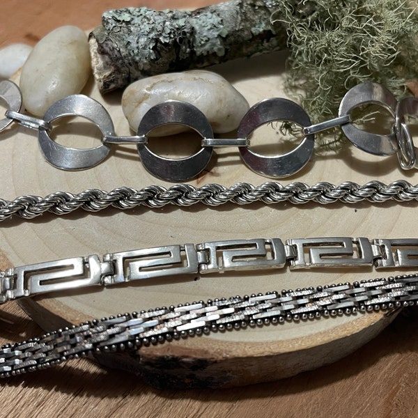 925 Sterling Silver Chain & Linked Bracelets