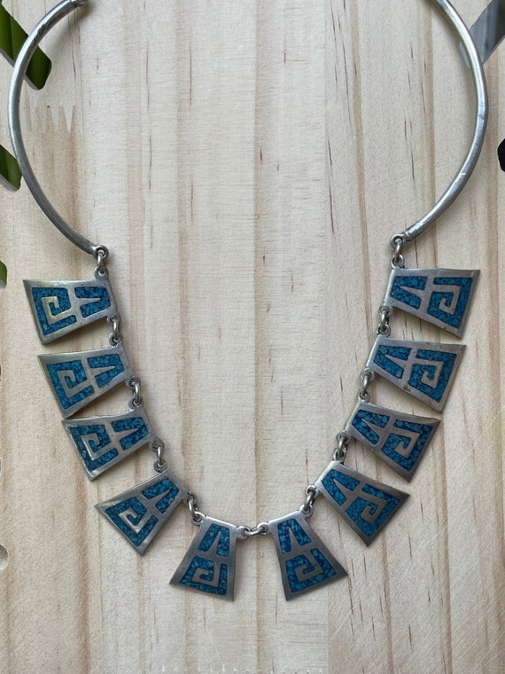 Mexico Silver with Turquoise Chips Necklace