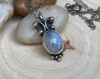 Simple Moonstone 925 Sterling Silver Necklace