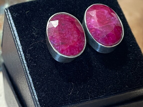 Large Natural Ruby Cufflinks in Sterling Silver - image 6