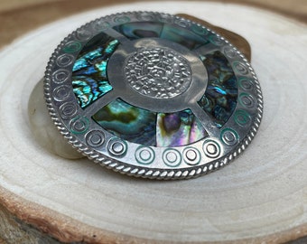 Abalone Shell Inlaid Brooch/Pendant in Mexico 925