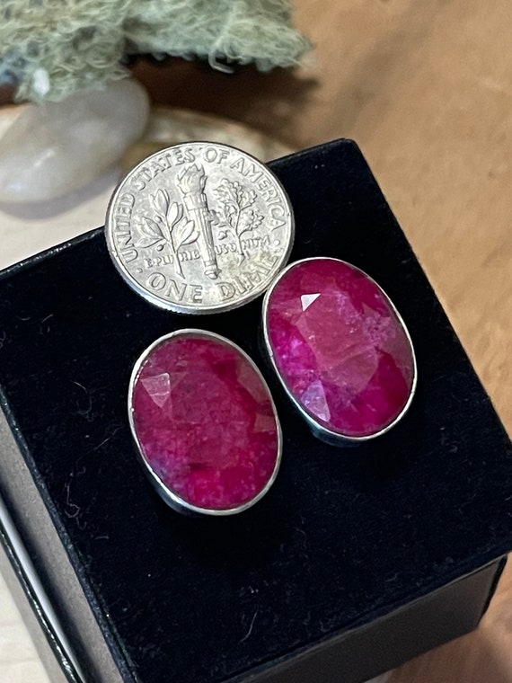 Large Natural Ruby Cufflinks in Sterling Silver - image 7