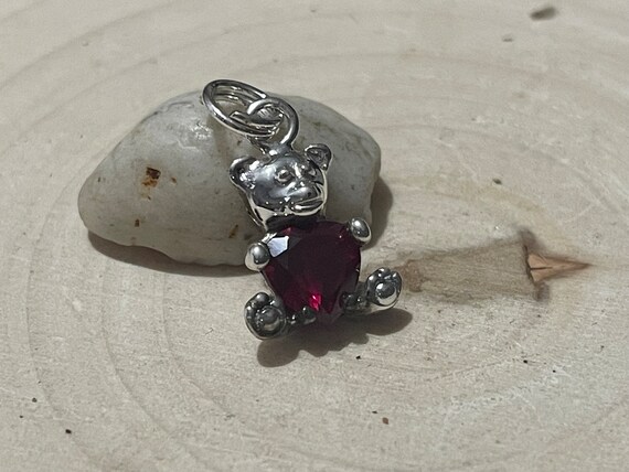 Real 925 Sterling Silver Teddy Bear Pendant + Cuban Curb Chain – 18in, CZ Ice, Rhodium Plated