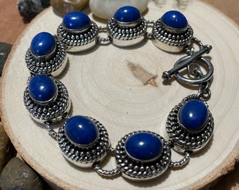 Indian Lapis Lazuli Link Bracelet in 925