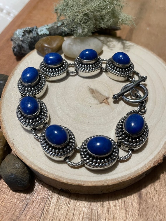 Indian Lapis Lazuli Link Bracelet in 925