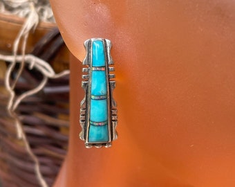 Modern SouthWest Turquoise Opal Post Earrings