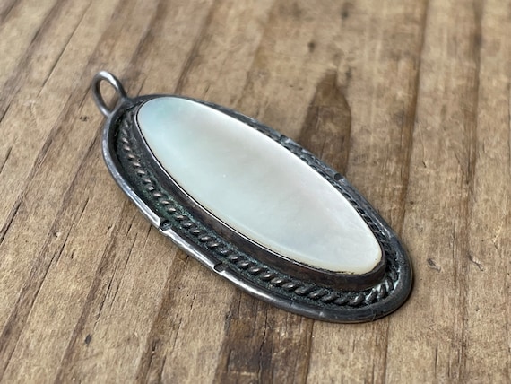 Antiqued Mother of Pearl Sterling Silver Pendant