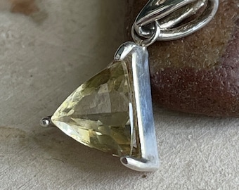 Lemon Quartz Triangle Cut Pendant & Chain