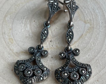 Vintage Marcasite Post Dangle Sterling Earrings