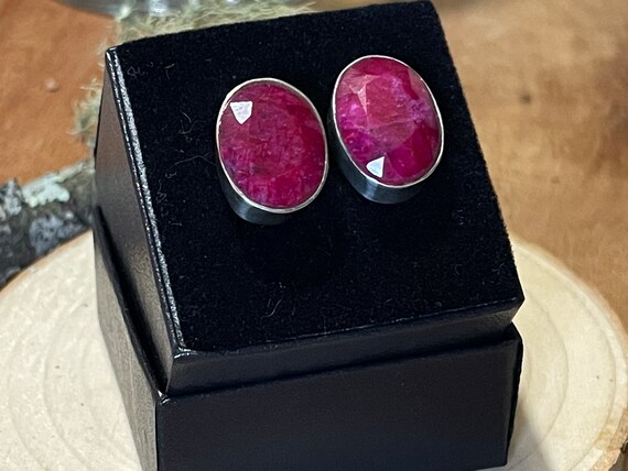 Large Natural Ruby Cufflinks in Sterling Silver - image 8