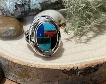 Carolyn Pollack Vintage Western Inlaid Stone Ring (s. 5)