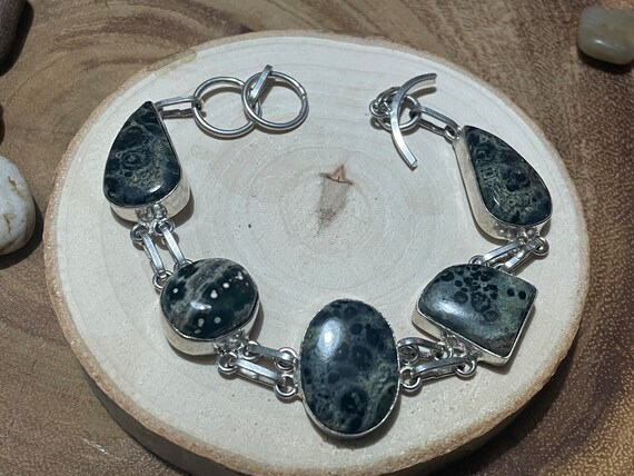 Multi-Shape Rainbow Jasper Sterling Silver Link B… - image 2