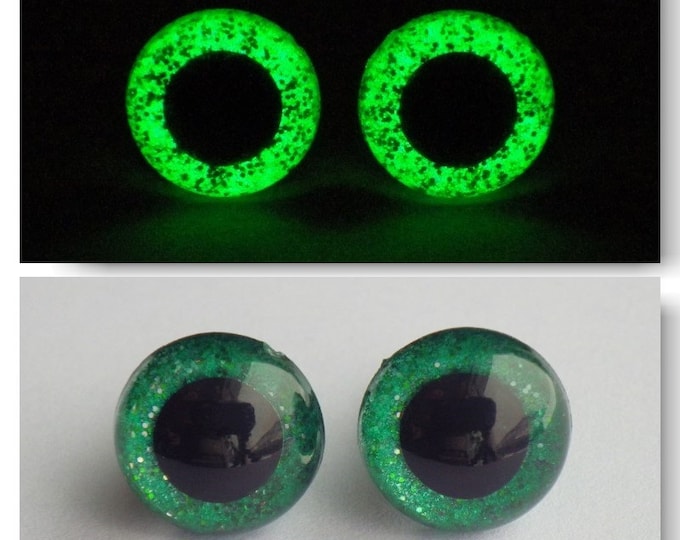 12mm Glow in the Dark Eyes Green Glitter Safety Eyes With Etsy