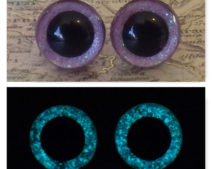 9mm Glow in the Dark Eyes Purple Glitter Safety Eyes With Etsy