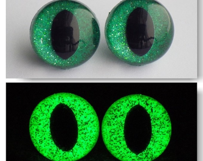 21mm Glow in the Dark Cat Eyes Green Glitter Safety Eyes With Etsy