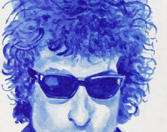 DYLAN IN BLUE, Bob Dylan, limited edition art print artwork 8&1/2 x 11   #20/100