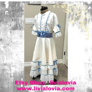 Clara Dress, White and Blue Clara Dress, White and Blue Clara Nightgown Dress