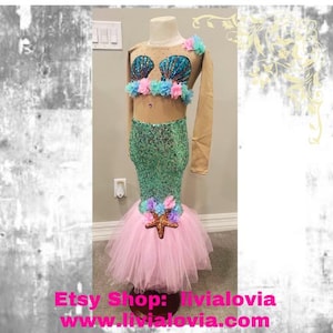 Mermaid Costume, Mermaid Skirt, Mermaid Bra, Ariel Costume, Ariel Bra, Arial Skirt, Custom Mermaid Skirt, Custom Mermaid Costume