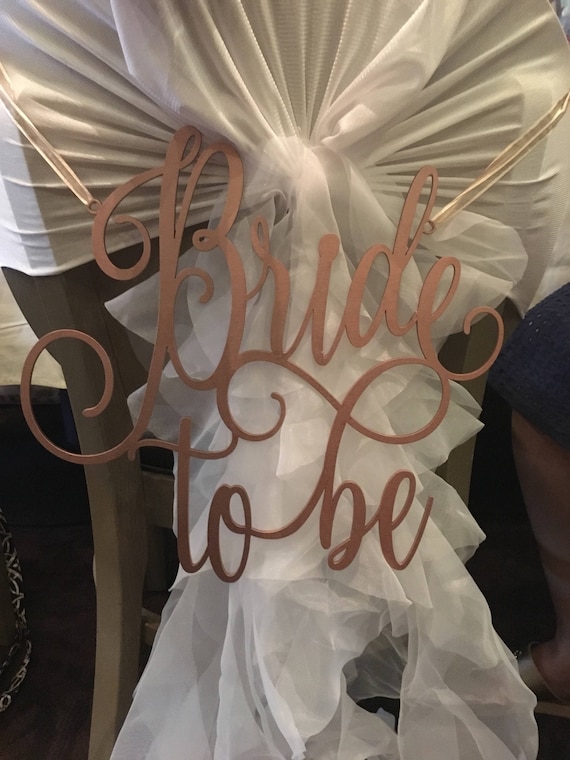 Bridal Shower Chair Sign Bride To Be Gift Gold Wooden Rose