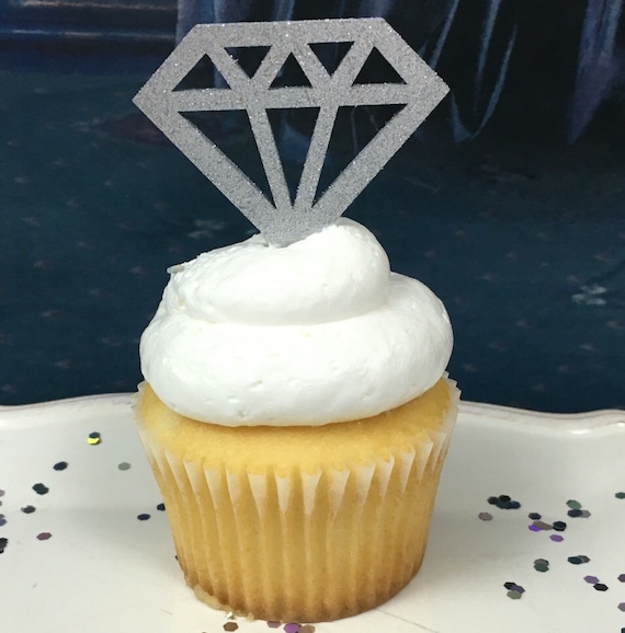 Diamond Cupcakes Diamond Cupcake Toppers Geometric Diamonds Etsy