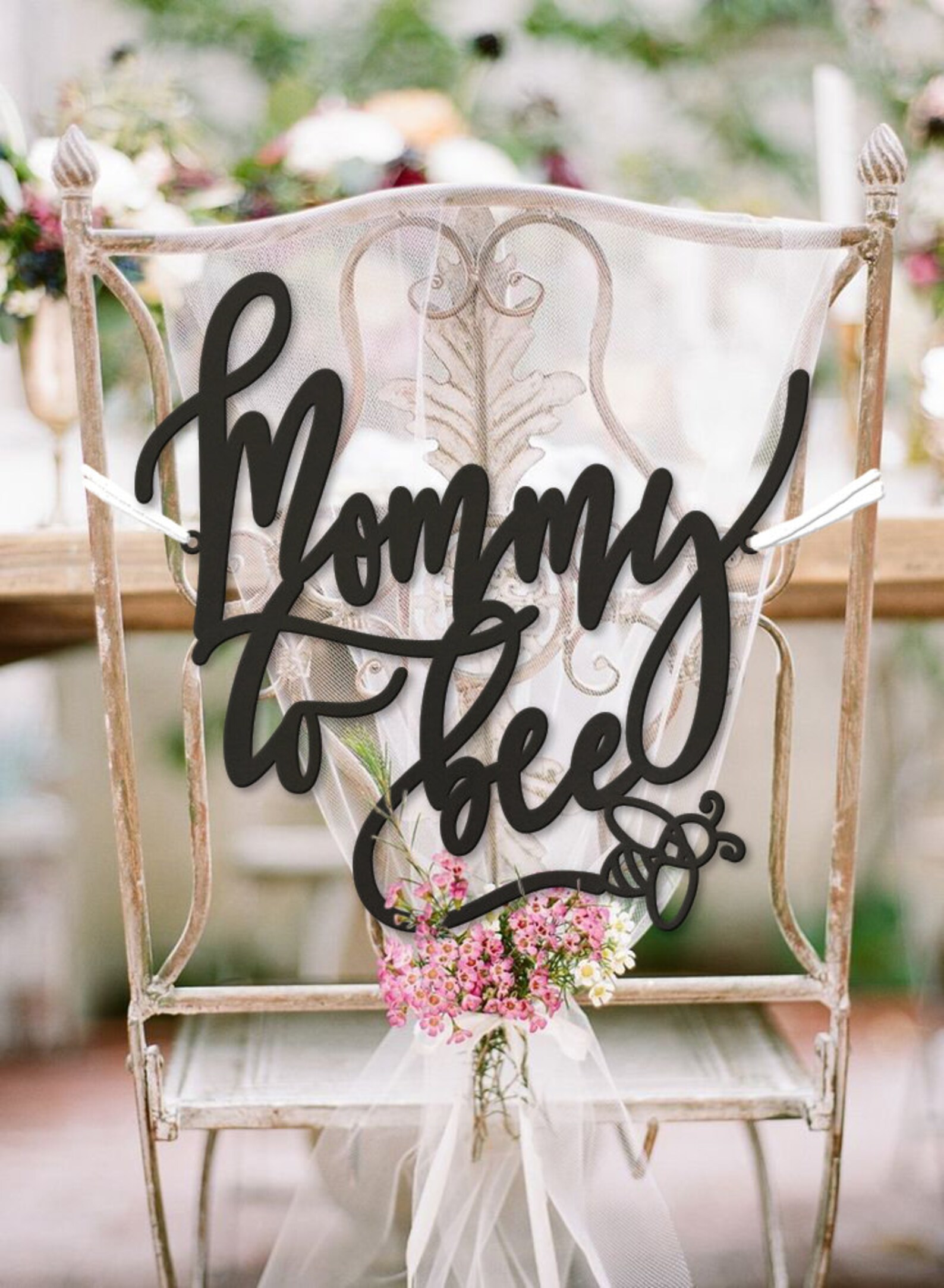 Baby Shower Decor Baby Shower Chair Sign Mommy To Bee Chair Etsy