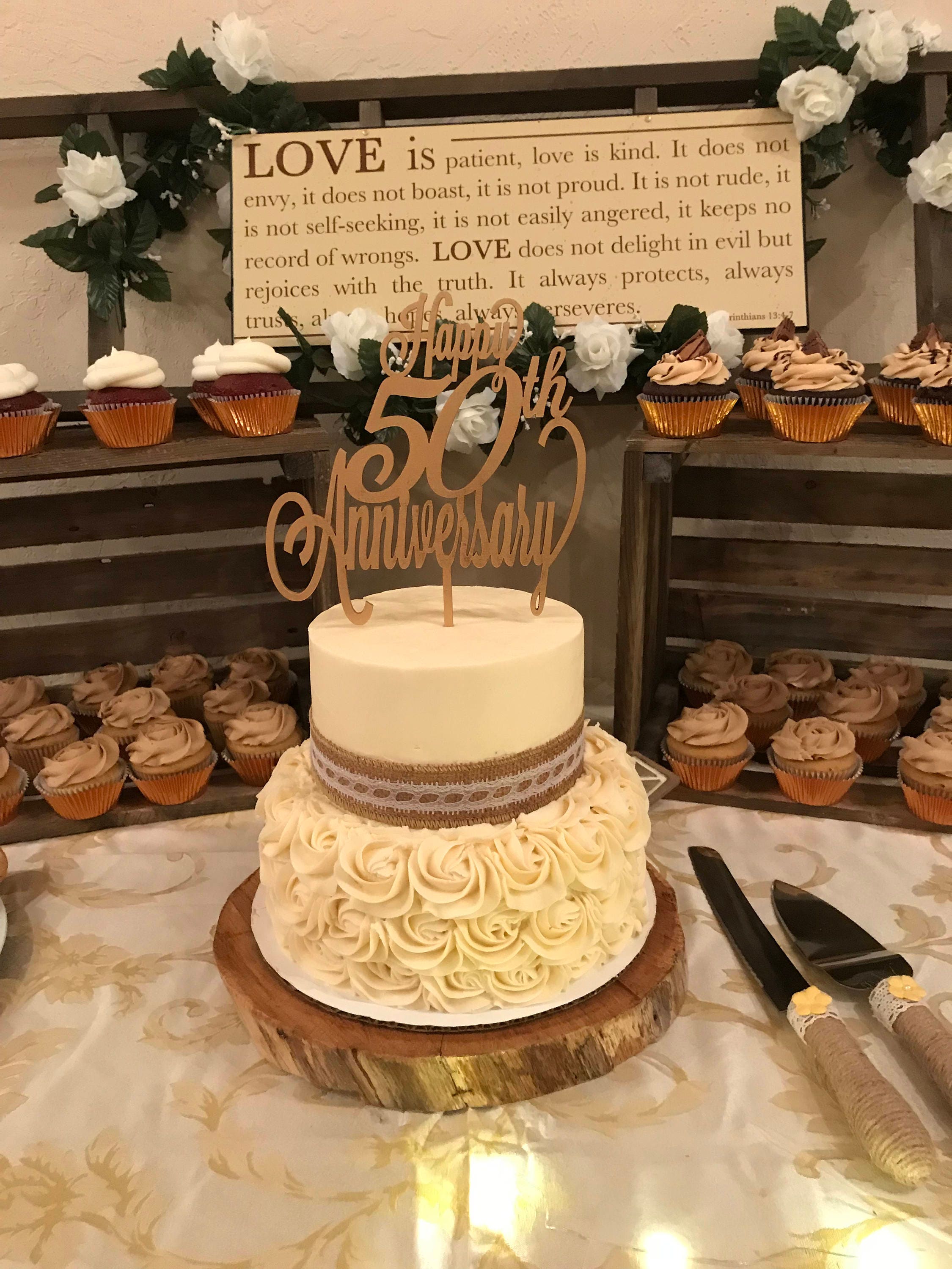 Happy 50th Anniversary, Anniversary Cake Topper, Happy