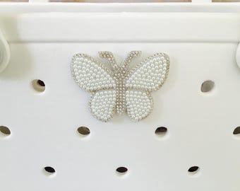 Butterfly / Pearl Crystal Charm for Bogg Bag / Accessory / Decoration