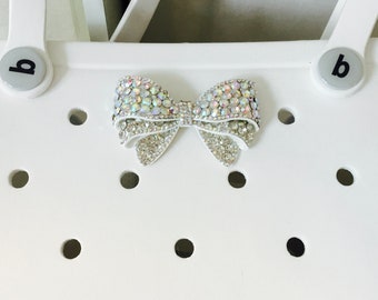Coquette Bow Iridescent Crystal Charm for Bogg Bag / Accessory / Decoration