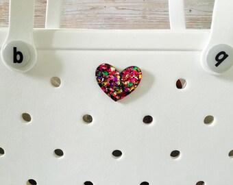 Breloque coeur scintillant pour sac Bogg/accessoire/décoration