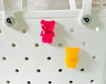 Large Jumbo Size Gummy  Bear Pink Yellow Charm for Bogg Bag / Accessory / Decoration