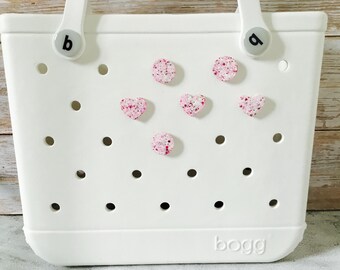 Pink Glitter / Round / Heart  Charm  Hole Filler  /  Attachment for Bogg Bag Beach Bag Accessory