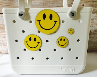 Smiley Face Happy Emoji Charm  Attachment for Bogg Bag Beach Bag Accessory